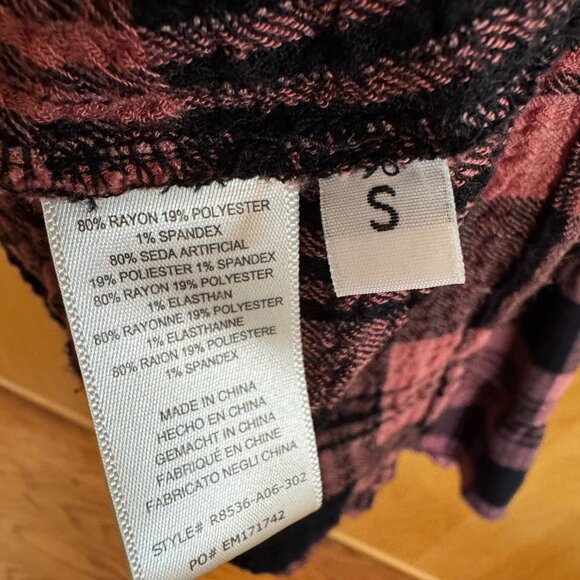 Anthropologie Cloth & Stone Plaid Daia Mini Dress Sz S - Picture 4 of 5